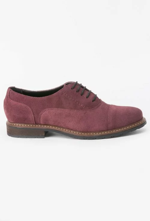 Pantofi Oxford bordo din piele naturala Eveline