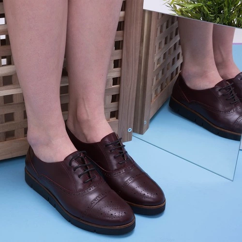 Pantofi Oxford bordo din piele naturala Raisa