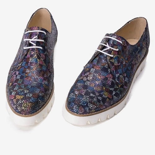 Pantofi Oxford cu model multicolor din piele naturala Karin