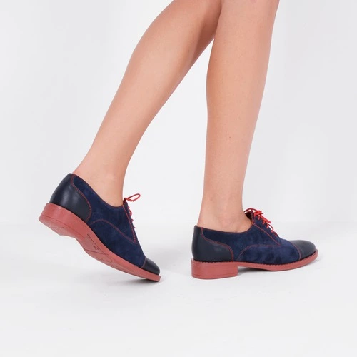 Pantofi Oxford din piele naturala bleumarin Alegra