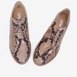 Pantofi Oxford din piele naturala bej cu imprimeu tip piele de reptila Exotic