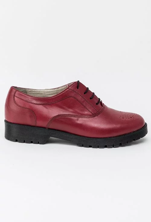 Pantofi Oxford din piele naturala grena Silvana