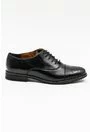 Pantofi Oxford negri din piele naturala cu detalii perforate