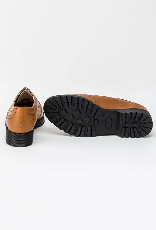 Pantofi Oxford din piele naturala maro cognac Violeta