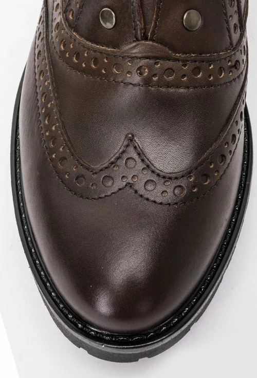 Pantofi Oxford maro din piele naturala Timea