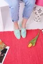Pantofi din piele naturala verde menta Nika