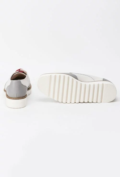 Pantofi Oxford gri cu alb natur din piele naturala Julien