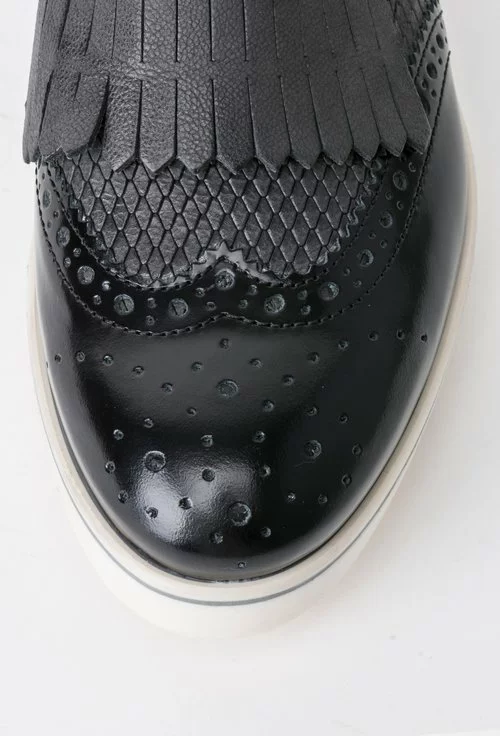 Pantofi Oxford gri cu negru din piele naturala Jude