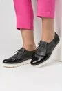 Pantofi Oxford gri cu negru din piele naturala Jude