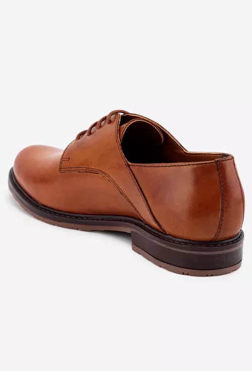 Pantofi Oxford maro din piele naturala