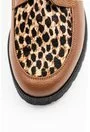 Pantofi Oxford maro din piele naturala cu animal print