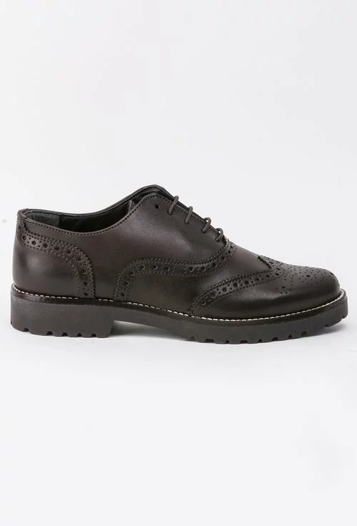 Pantofi Oxford maro din piele naturala Kirra