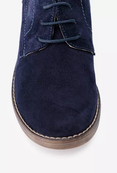 Pantofi Oxford bleumarin din piele naturala intoarsa