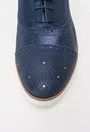 Pantofi Oxford navy din piele naturala intoarsa cu glitter argintiu Mona