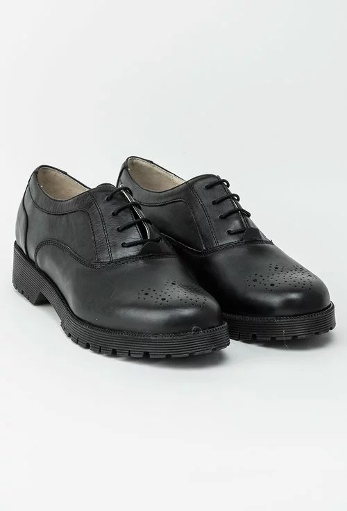 Pantofi Oxford negri din piele naturala Silvana