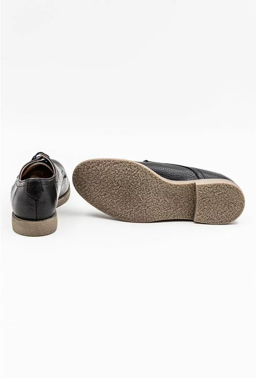 Pantofi Oxford negri din piele naturala texturata