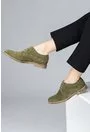 Pantofi Oxford nuanta verde inchis din piele naturala intoarsa