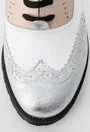 Pantofi Oxford nude cu alb si argintiu din piele naturala Charlie