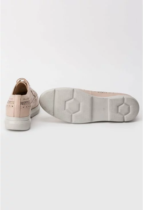 Pantofi Oxford nude din piele naturala cu imprimeu colorat Giulia