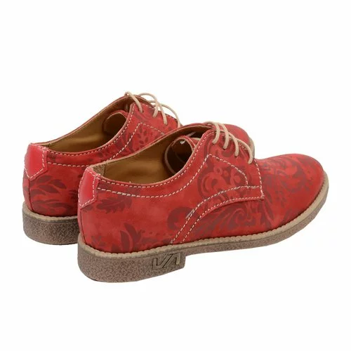 Pantofi Oxford Piele Naturala Red Flowers