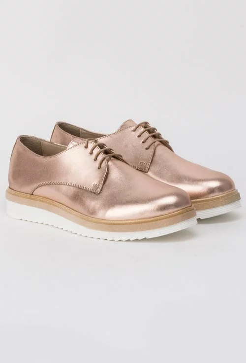 Pantofi Oxford rose gold din piele naturala Jenifer