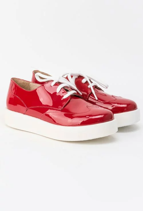 Pantofi Oxford rosii din piele naturala Lorenne