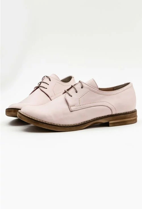 Pantofi oxford roz pal din piele naturala