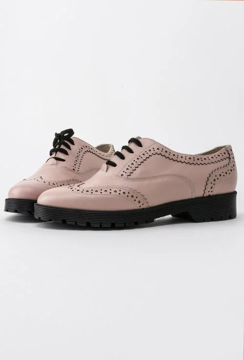 Pantofi Oxford roz pudra din piele naturala Eloise