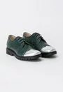 Pantofi Oxford verzi cu argintiu din piele naturala Arya
