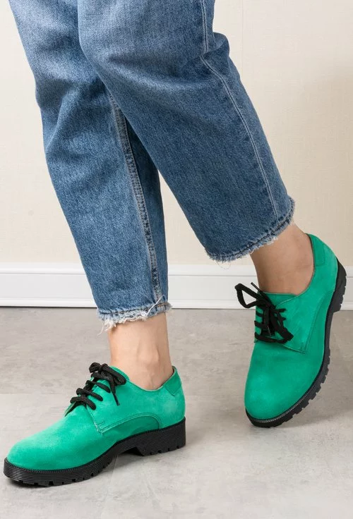 Pantofi Oxford verzi din piele naturala Jessie