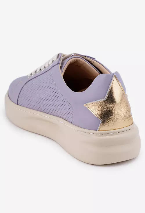 Pantofi purple din piele cu stea aurie