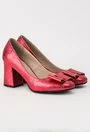 Pantofi rosii cu reflexii sidefate din piele naturala Aura