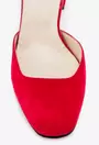 Pantofi rosii din piele intoarsa cu bareta