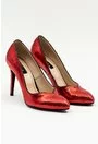 Pantofi rosii din piele naturala cu insertii sclipitoare