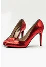 Pantofi rosii din piele naturala cu insertii sclipitoare
