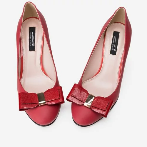 Pantofi rosii din piele naturala Love