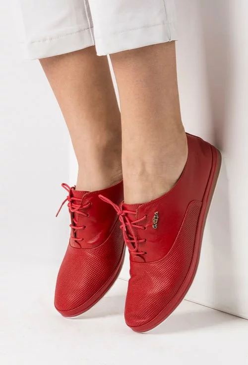 Pantofi rosii din piele naturala Sundance