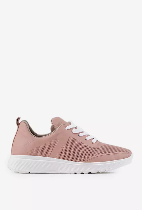 Pantofi roz din piele cu siret