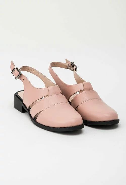 Pantofi roz din piele naturala cu model decupat Eda