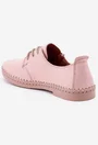 Pantofi roz din piele naturala cu siret si fermoar