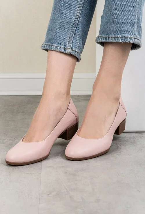 Pantofi roz pal din piele naturala Azaleya