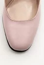 Pantofi roz pal din piele naturala cu detaliu pe toc