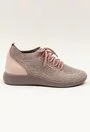 Pantofi roz pudra din piele din material textil elastic