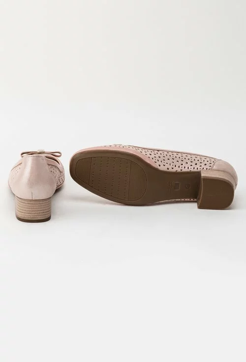 Pantofi roz pudra din piele naturala Alisa