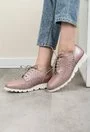 Pantofi roz sidefat din piele naturala Midori