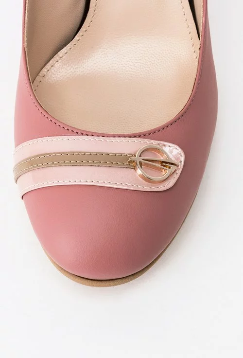 Pantofi roz somon din piele naturala Martha
