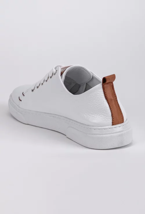 Pantofi sport albi din piele naturala