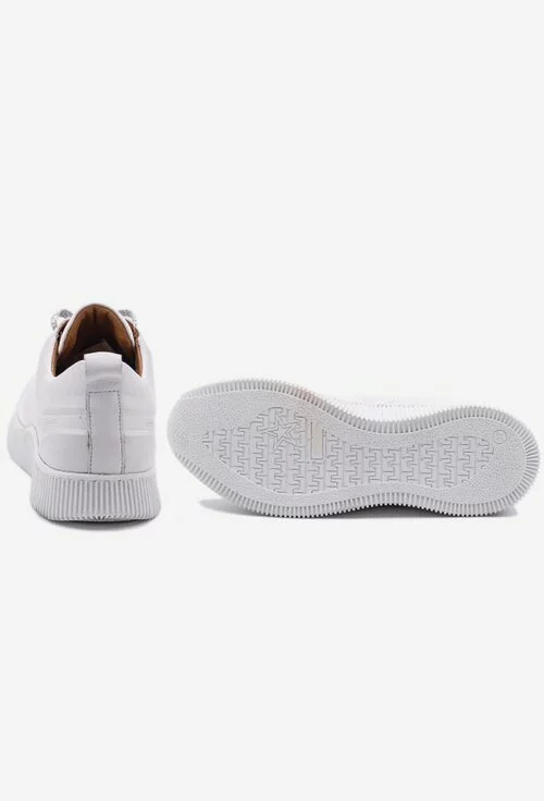 Pantofi sport albi din piele naturala box