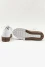 Pantofi sport albi din piele naturala box cu detaliu perforat