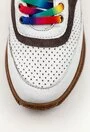 Pantofi sport albi din piele naturala cu detalii perforate
